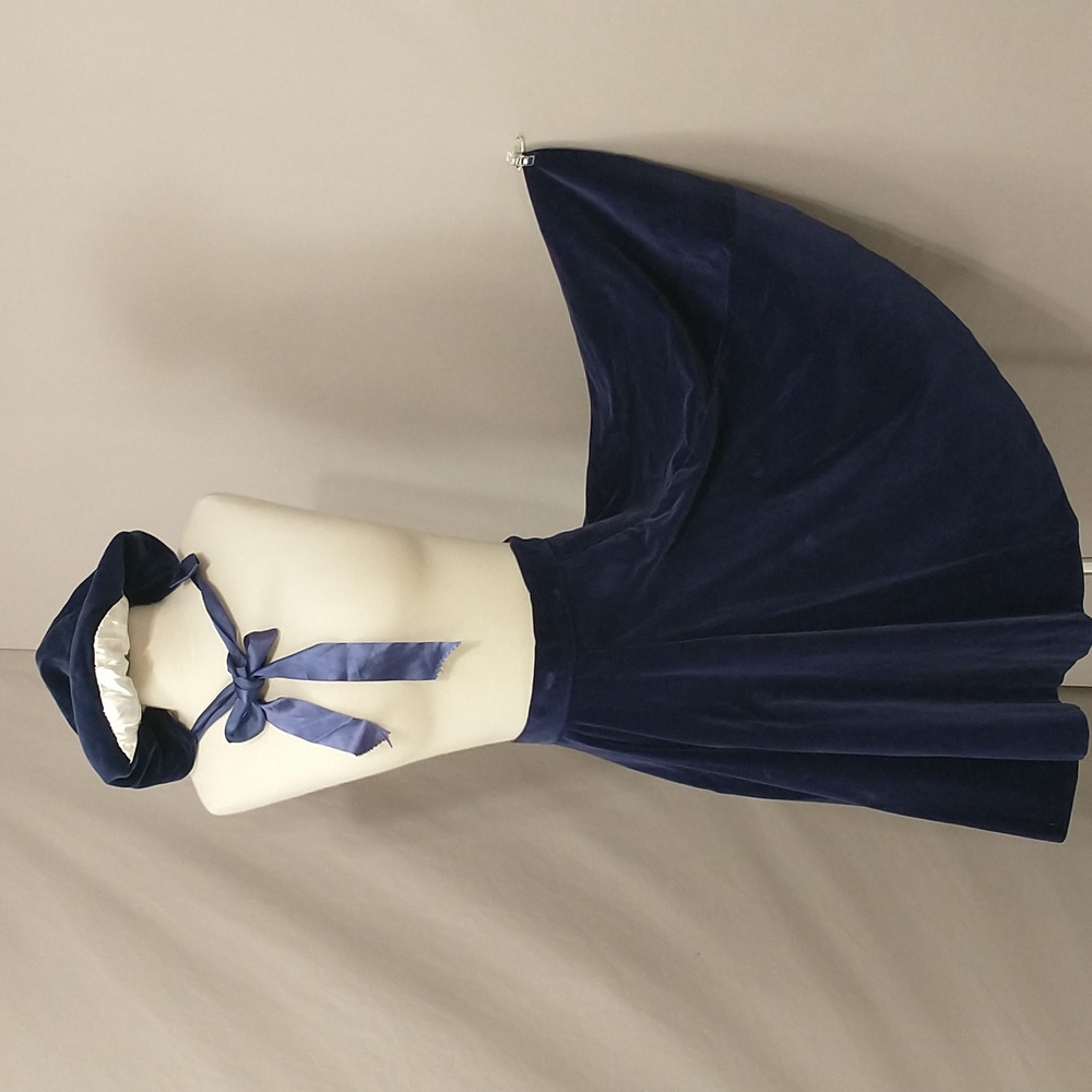 Vintage Blue Velvet Circle Skirt & Hat Skater Set Handmade Nice Quality SeeMeasu